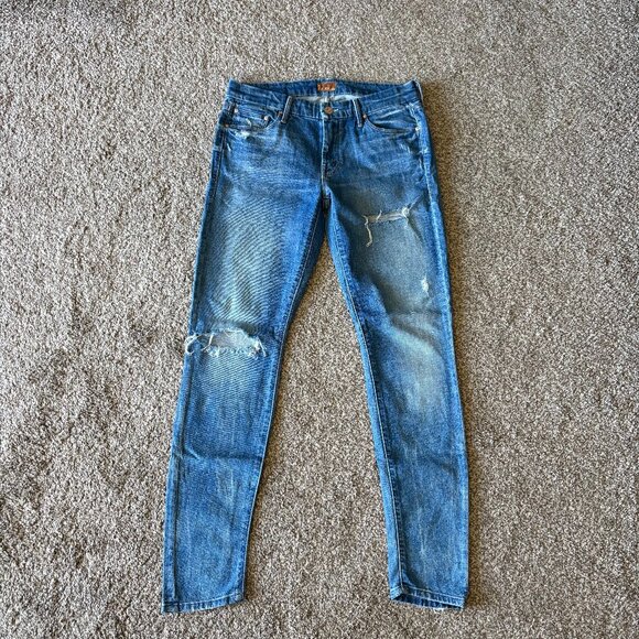Mother Jeans Denim Womens Distressed Blue The Looker Size 29 - Picture 2 of 5